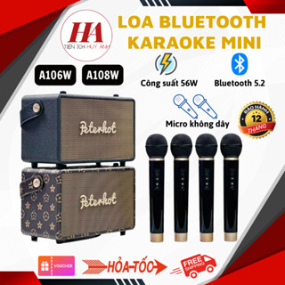 Loa Bluetooth Mini Karaoke Peterhot Kèm Micro A108W và A106W - Âm Thanh Siêu Đỉnh , Bass Siêu Đã Tai