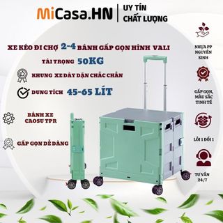  MICASA - Xe Kéo Hàng  Xe Đi CHợ Gấp Gọn Hình VaLi Dung Tích 45Lít - 65Lít 