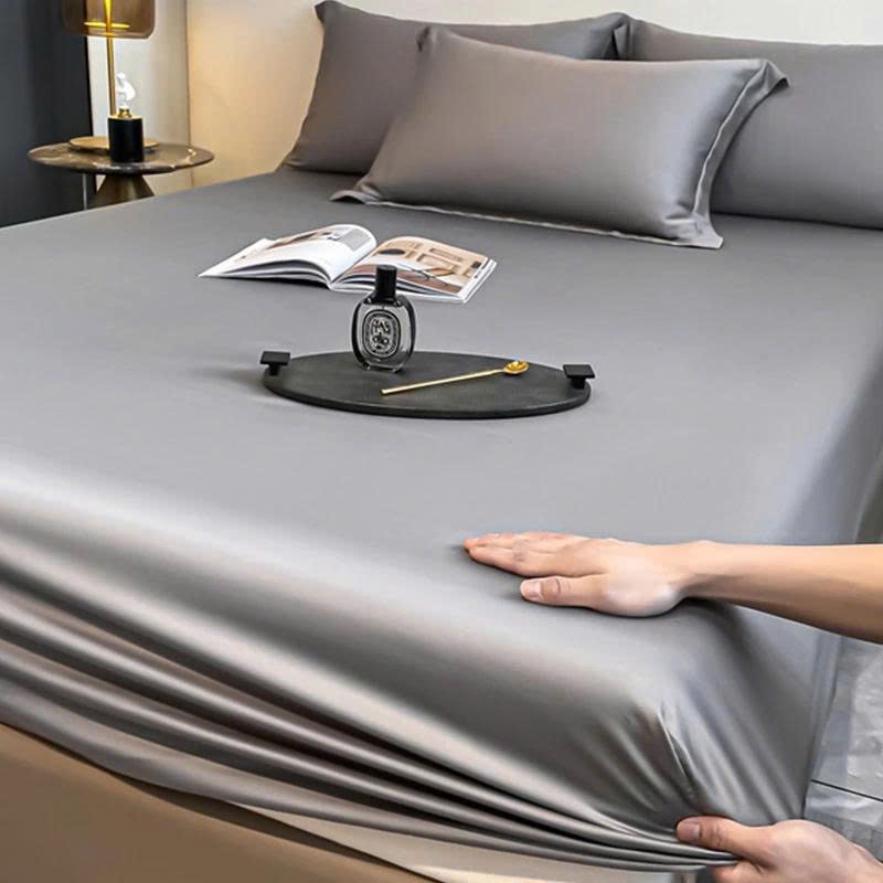 Sét ga gối phi lụa 3 món bo chun bộ ga gối 3 món phi lụa tiêu chuẩn khách sạn, homestay màu đơn sắc trang nhã lịch sự