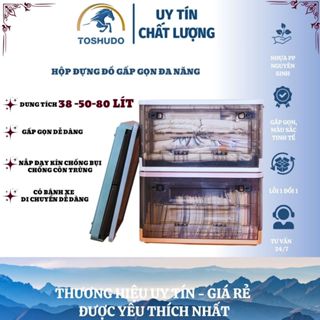 Hộp Đựng Đồ Lớn Bằng Nhựa Trong Suốt TOSHUDO , Có Nắp & Bánh Xe Cao Cấp 38Lít - 50Lít - 80 Lít