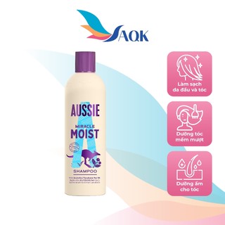 Dầu gội dưỡng ẩm Aussie Miracle Shampoo Moist (300ml) - Dưỡng ẩm và làm mềm mượt tóc khô xơ, giúp tóc bồng bềnh