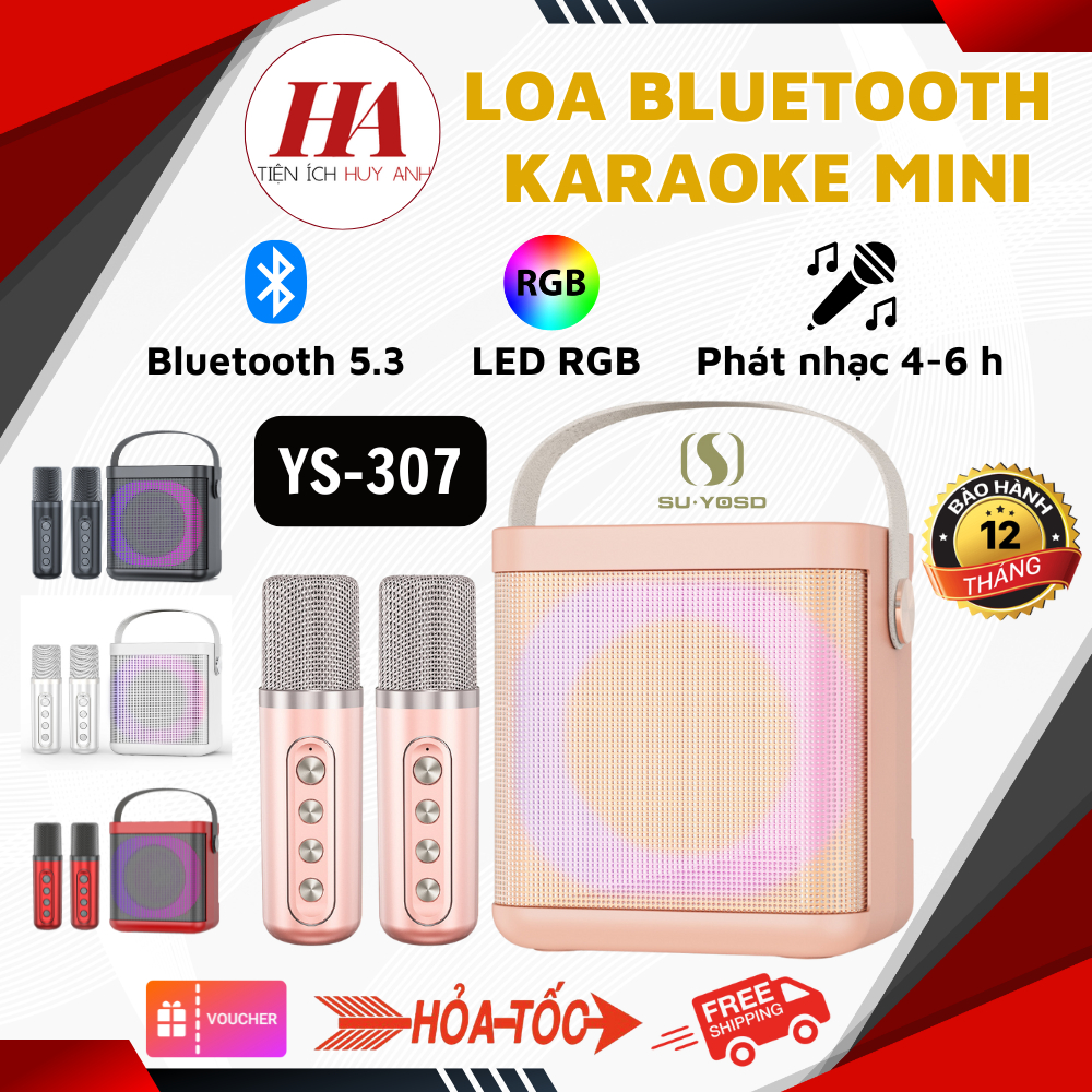 Loa Bluetooth Mini Kèm Micro YS-307 - Âm thanh siêu hay, Bass ấm - LED RGB cực chất | BigBuy360 - bigbuy360.vn