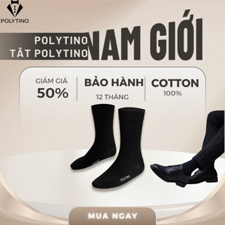Tất Nam Cổ Cao Đi Giày Tây Màu Đen Polytino-Vớ Nam Cotton Dày Dặn Êm Ái,Thoáng Khí,Họa Tiết Lịch Lãm
