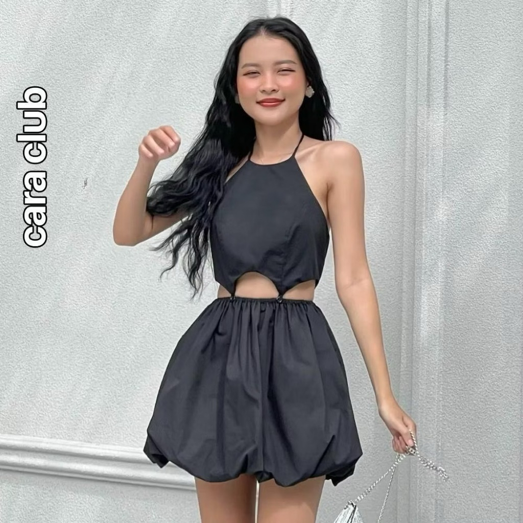 Pass Đầm bí ngắn Auntie cổ yếm cut out Cara Club