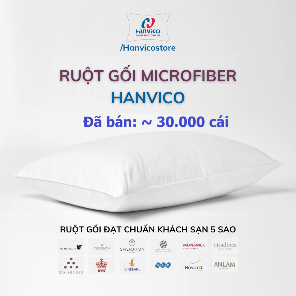 Ruột gối Microfiber Hanvico tiêu chuẩn Khách sạn cao cấp (1 cái)