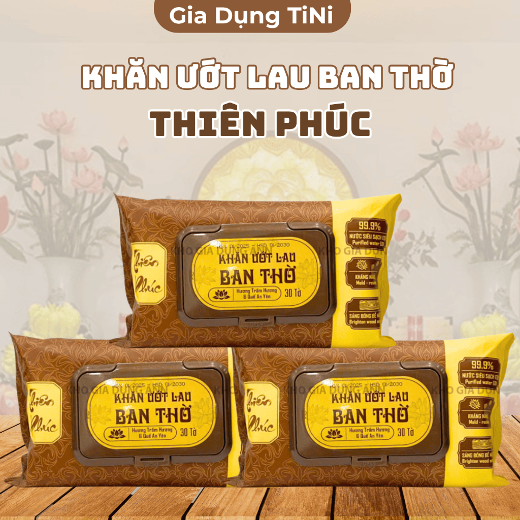 Combo 5 khăn ướt lau ban thờ Thiên Phúc hương trầm ngũ vị tự nhiên tiện lợi an toàn bao sái sạch sẽ