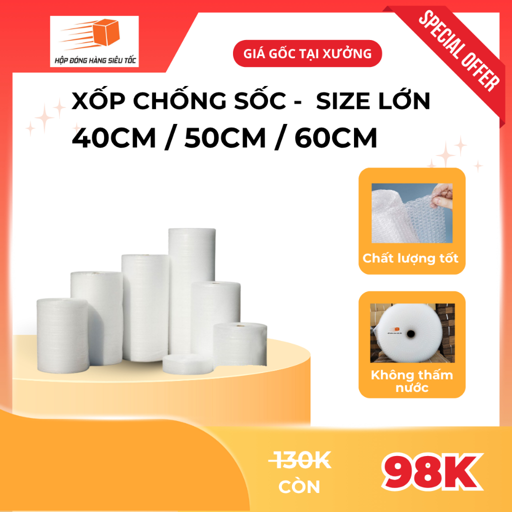 [ Loại Dày ] Cuộn Xốp Chống Sốc Size Lớn 40cm / 50cm / 60cm |  Xốp Gói Hàng |  Xốp Bong Bóng
