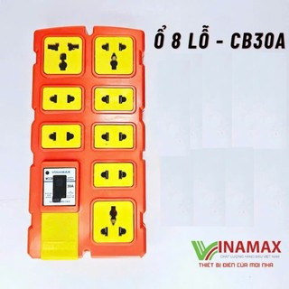 Ổ cắm điện chịu tải 8 cửa VINAMAX lõi sứ CÔNG SUẤT CAO 6000W - có Aptomat 30A