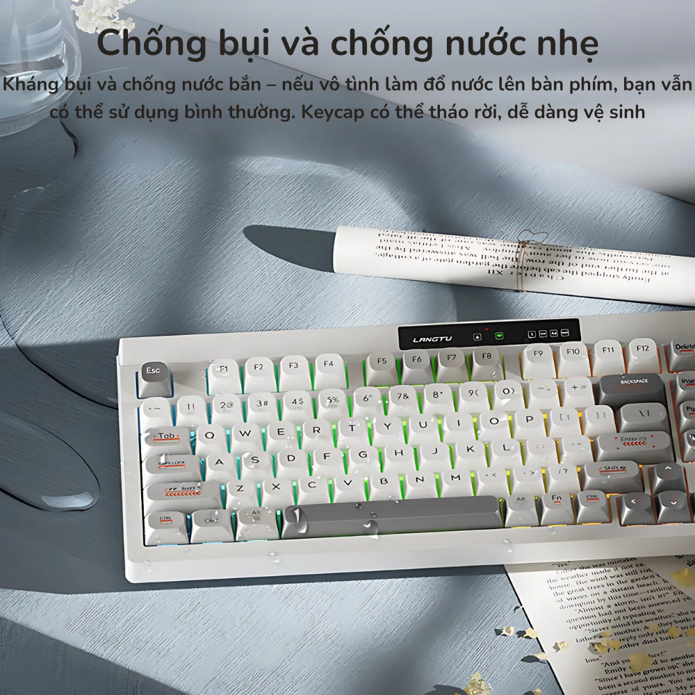 Bàn phím không dây LANGTU L102 hotswap 98 phím pin 10000mAh kết nối 3 chế đô bảo hành 12 tháng | BigBuy360 - bigbuy360.vn