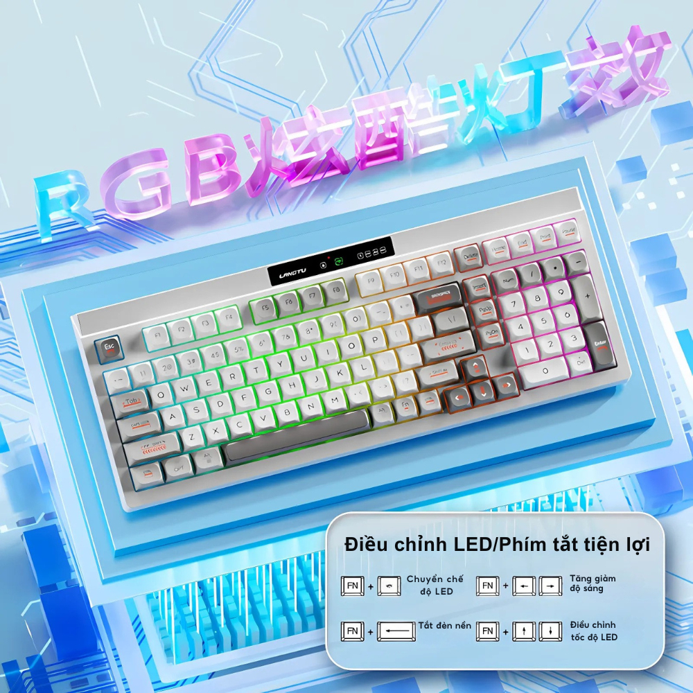 Bàn phím không dây LANGTU L102 hotswap 98 phím pin 10000mAh kết nối 3 chế đô bảo hành 12 tháng | BigBuy360 - bigbuy360.vn