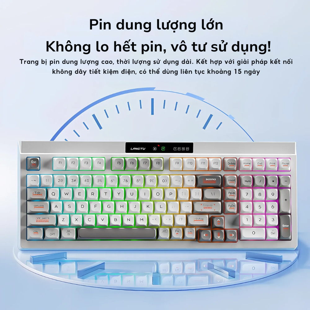 Bàn phím không dây LANGTU L102 hotswap 98 phím pin 10000mAh kết nối 3 chế đô bảo hành 12 tháng | BigBuy360 - bigbuy360.vn