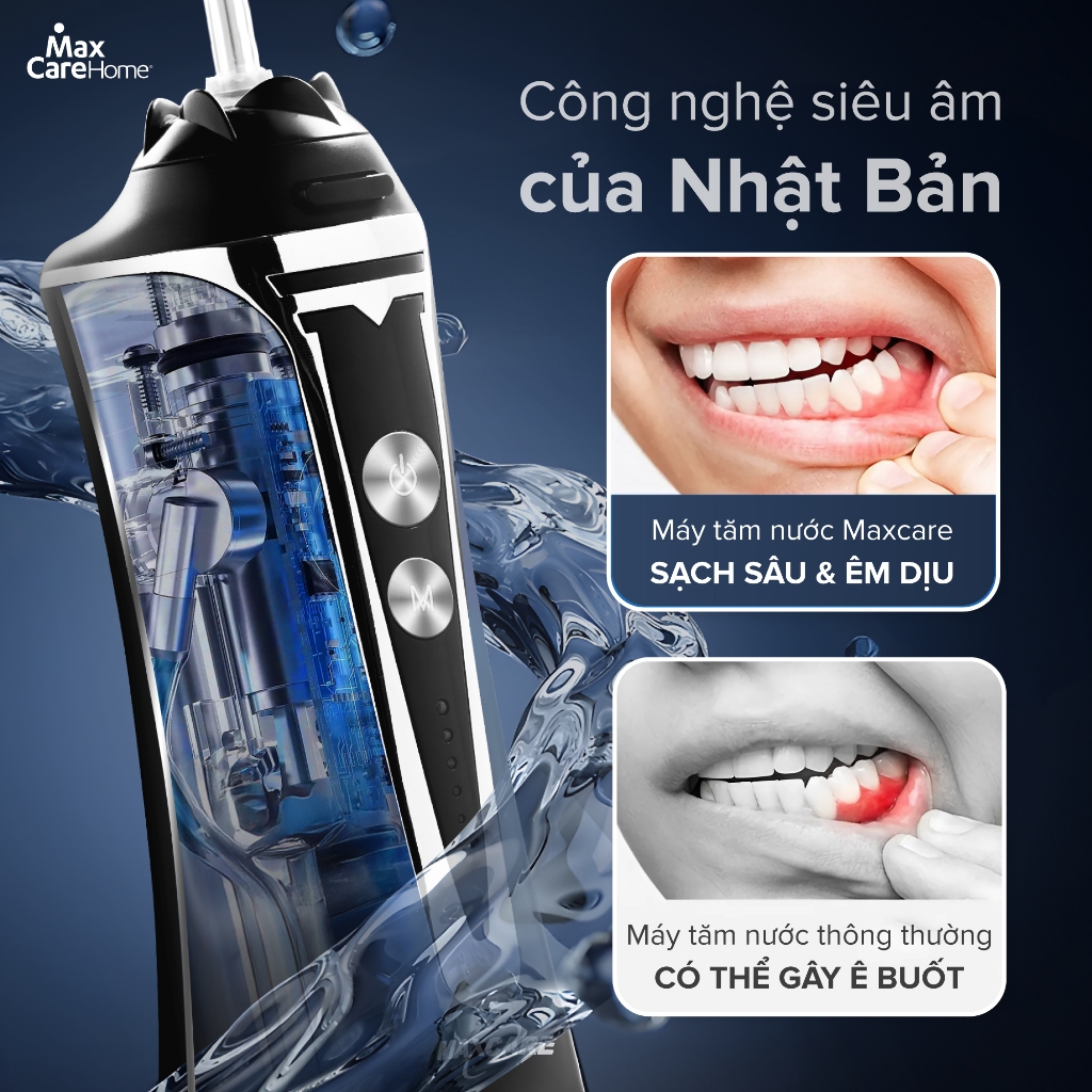 Máy Tăm Nước Cầm Tay Công Nghệ Nhật Bản Maxcare Max468Prime 5 Chế Độ, Thiết Kế Nguyên Khối 300ml | BigBuy360 - bigbuy360.vn