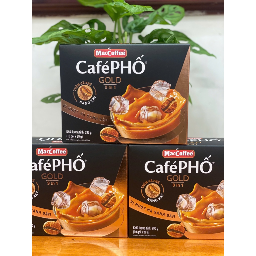 CÀ PHÊ PHỐ GOLD MACCOFFEE - Cà phê rang xay đậm đà, mượt mà, sánh đậm - Hộp 10 gói *29g