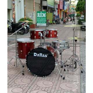 Bộ trống jazz Dallas DL221 nhiều màu đẹp (gồm có 5 trống, ghế, dùi, cymbal, pedal)