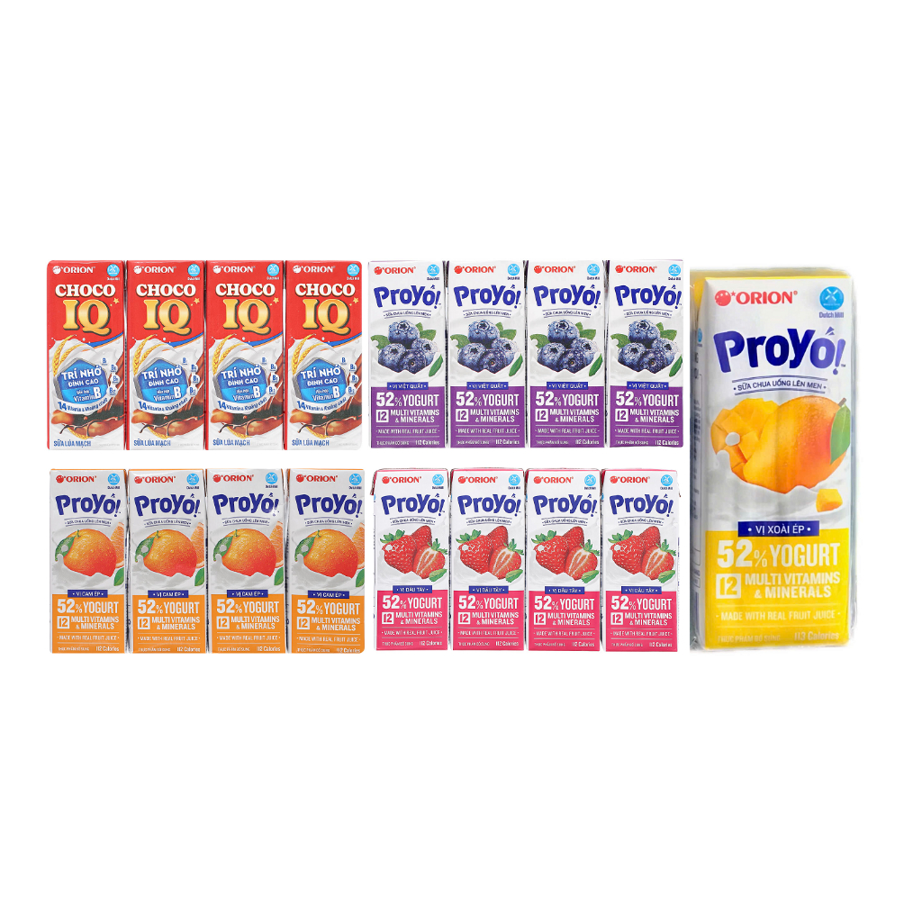 Sữa Chua Uống Lên Men ORION Proyo Và Choco IQ (Lốc 4 Hộp - Lớn)