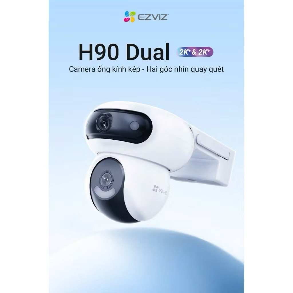 Camera 2 Mắt Ezviz H90 Dual Lens 2K+ (4MP+4MP), Hồng Ngoại 30m, Đàm Thoại 2 Chiều, Đèn Còi Báo Động