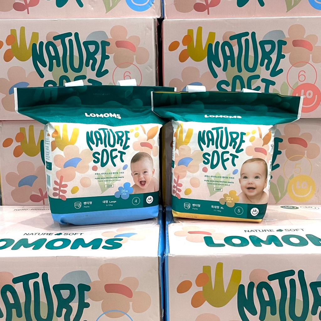 [ CÓ QUÀ ] Thùng 4 bịch bỉm Lomoms Premium  Nature Soft nội địa Hàn Quốc