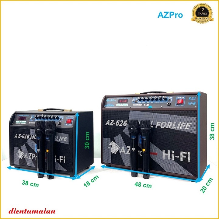Loa Vali Bluetooth chính hãng Azpro,Bass 15~ 20 -3 đường tiếng,Kèm 2 mic set tần số