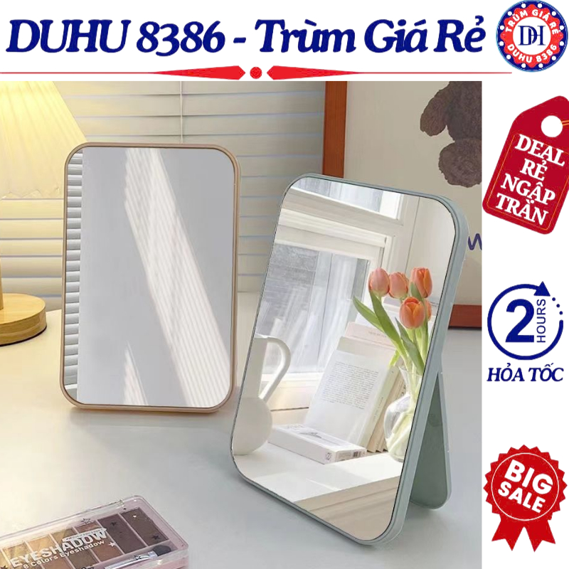 Gương Trang Điểm Mini Gấp Gọn 2 Trong 1 Để Bàn, Gương Trang Điểm Để Bàn Gấp Gọn