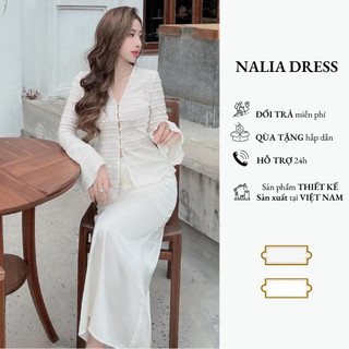 NALIA IRIS - Set váy lụa dáng đuôi cá áo ren ôm body SET771