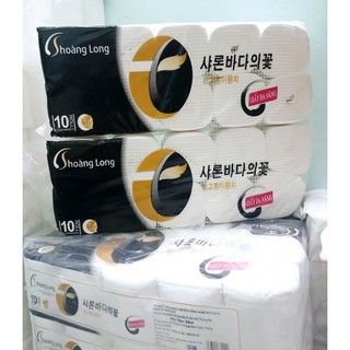    Bao 10 Lốc - Không Lỏi   Lốc 10 Cuộn Giấy Hoàng Long Không Lỏi Công Nghệ Hàn Quốc 