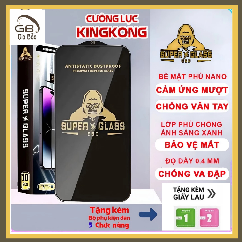Cường lực KINGKONG dành cho Oppo Reno 11F 5G 12F 13 13F 5G Full màn chống tĩnh điện