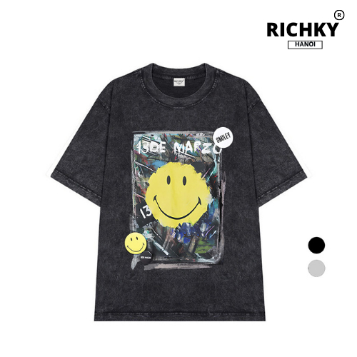 Áo Thun Wash Richky Hanoi Premium Tee 13de Marzo x Smiley Broken Pin Graffiti