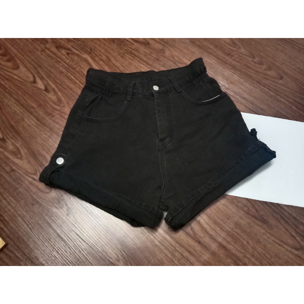 Short jean vải đen, quần đùi jeans nữ secondhand, short jeans đen 2hand