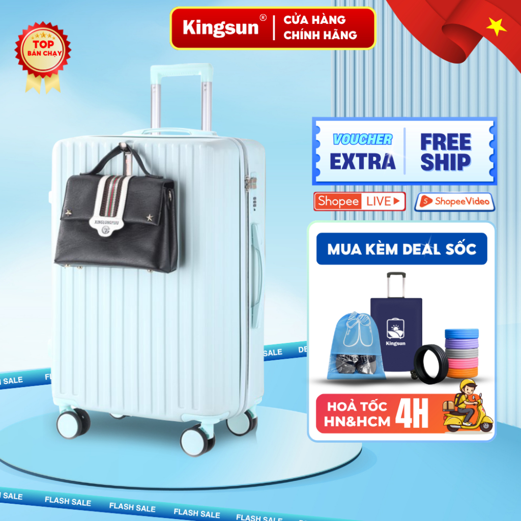 Vali du lịch Kingsun vali ké0 combo vali size 20+24inch KS218 nhựa cao cấp ABSS + PC bảo hành 5 năm