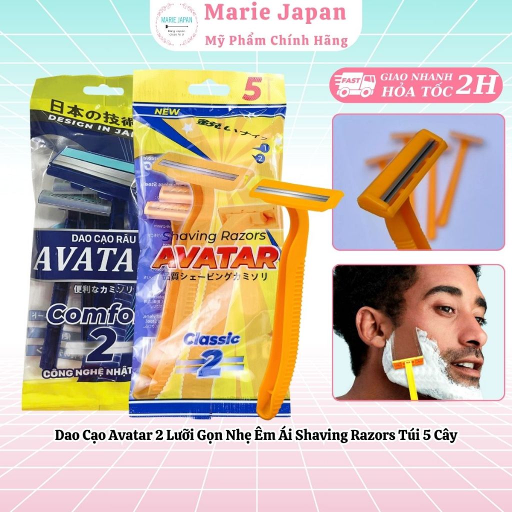 Dao Cạo Avatar 2 Lưỡi Gọn Nhẹ Êm Ái Shaving Razors Túi 5 Cây