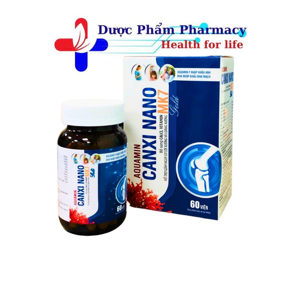 Aquamin Canxi Nano MK7 Gold Canxi (Lọ 60 Viên) Hỗ Trợ Bổ Sung Canxi, Vitamin D3 Giúp Xương Chắc Khỏe