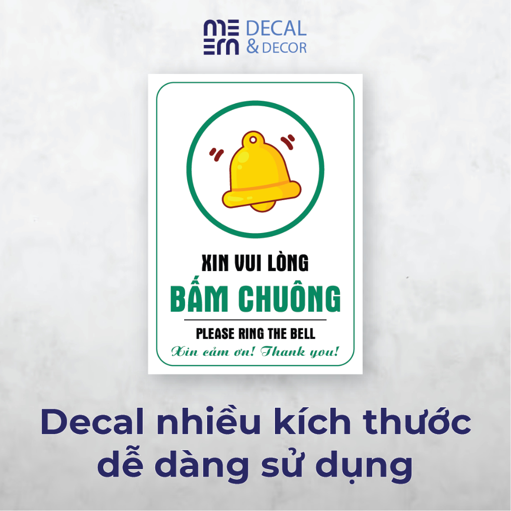 Decal dán Vui Lòng Bấm Chuông, Bảng Nhắc Nhở Bấm Chuông, Biển Bấm Chuông Cửa, Bấm Chuông Gọi Phục Vụ