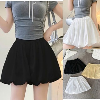  Chân Váy Bí Phồng Basic Có Bảo Hộ Cạp Chun Co Giãn Dễ Mặc Dễ Mix Top Women By TH trEND ĐEN TRẮNG 