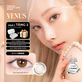  Lens nâu tây độ cận 0-6 Venus hiệu Angel Eyes chất liệu Silicone Hydrogel kính áp tròng cho mắt thở đường kính 14.0mm 
