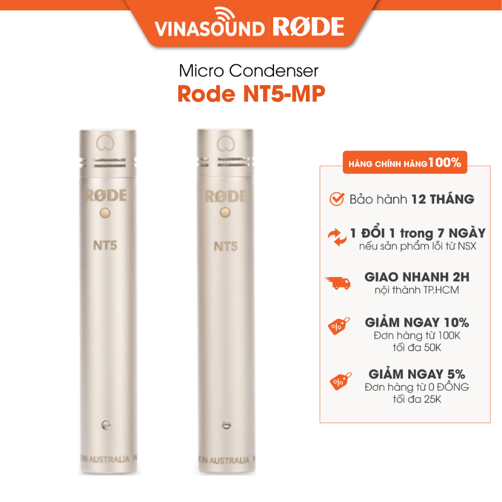 Micro Condenser Rode NT5-MP Chính Hãng | Cặp Mic Thu Âm Stereo Chất Lượng Cao Cho Nhạc Cụ, Studio, G