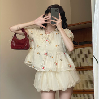 (PB.HAVANA) Áo babydoll BOONIE tay bồng cổ viền bèo nữ tính AO565