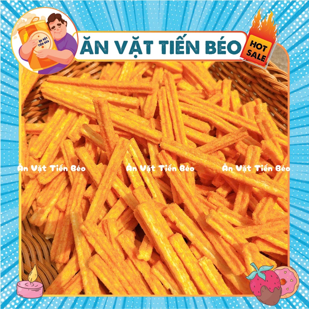 Snack Que Phô Mai Ngó Sen, Bim bim khoai tây ngó sen lắc phô mai thơm ngon, Đồ ăn vặt