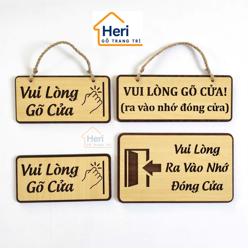 Vui Lòng Gõ Cửa, Ra Vào Nhớ Đóng Cửa, Bảng Gỗ Treo Cửa, Dán Cửa, Trang Trí Cửa Ra Vào, Bảng Gỗ Decor