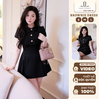 [NEW COLLECTION] Váy đầm nữ thiết kế tiểu thư màu đen thiết kế cổ bèo phối tay phồng BROWNIE DRESS váy Jang Closet