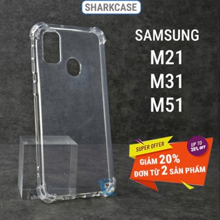 Ốp lưng Samsung M51, M31, M21, M30S dẻo trong suốt silicon cao cấp chống sốc bảo vệ camera sharkcase