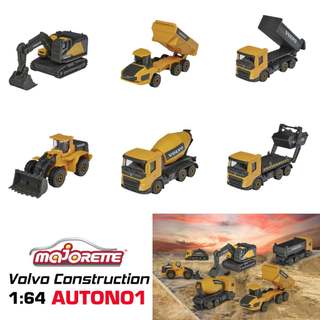 Các mẫu mô hình xe Volvo Construction Premium trộn bê tông xúc đất máy xúc lật tỉ lệ 1:64 Majorette 8503100000