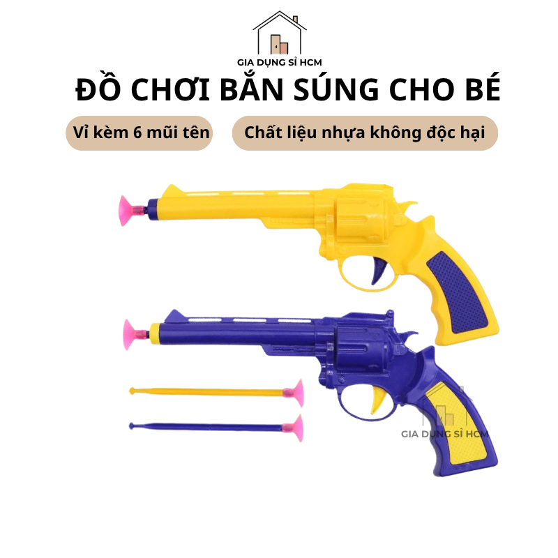Bộ 2 Cây Súng Đồ Chơi Kèm 6 Mũi Tên Dính Tường Đồ Chơi Súng Nhựa Bắn Mũi Tên Hít Tường