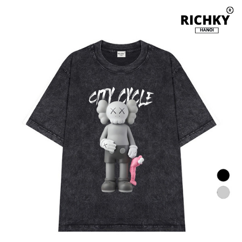 Áo Thun Wash Richky Hanoi Premium Tee Kaws Gone City Cycle