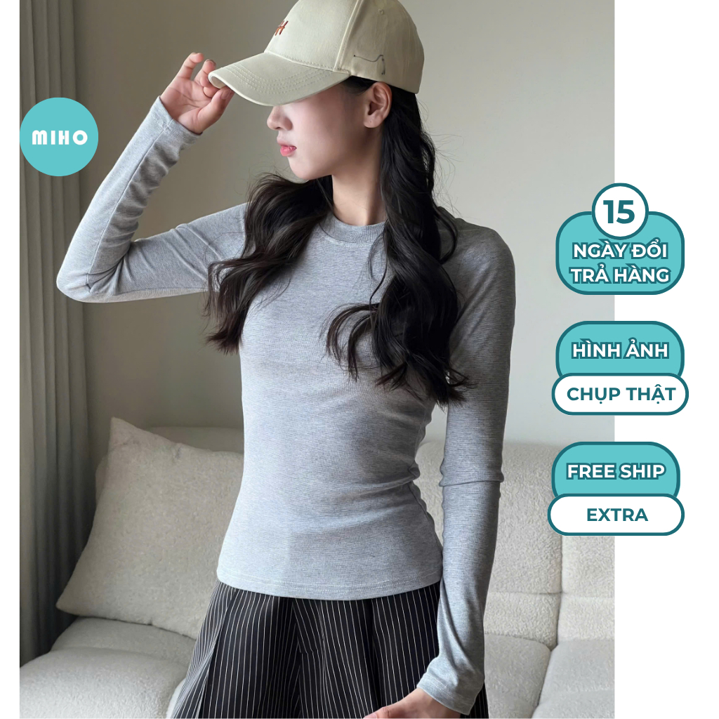 Áo thun cổ tròn dáng body chất vải tiêu Miho House