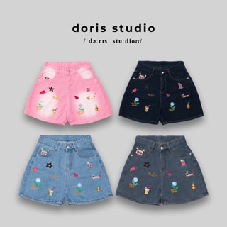 SHORT JEANS EMBROIDERY Pants sticker / Doris / form unisex