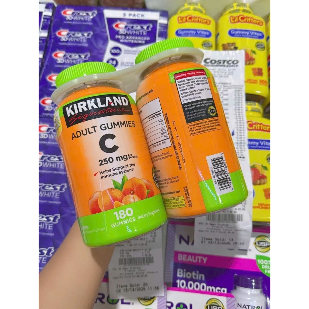 SET KẸO DẺO VITAMIN C - KIRKLAND ADULT GUMMIES C CỦA MỸ SIÊU NGON hộp 180 VIÊN