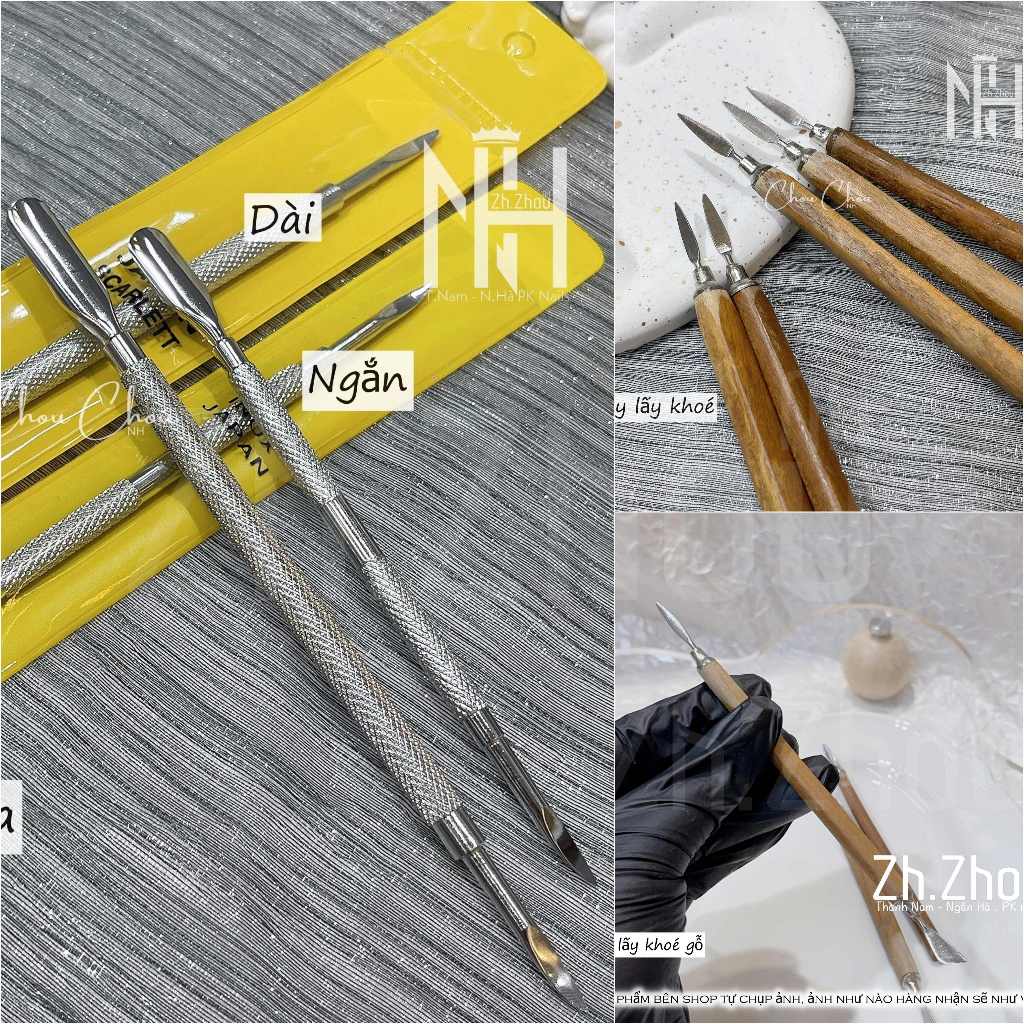 Đẩy da móc khoé làm móng, lấy khoé, cạo gel làm móng