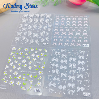  Sticker dán móng sticker nơ nổi 5D miếng dán móng tay 5D nail sticker mã Z 
