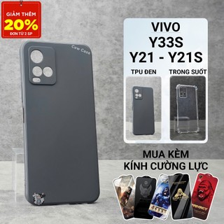 Ốp lưng Vivo Y21, Y21s, Y33s Cowcase trơn màu đen | Ốp điện thoại Vivo dẻo bảo vệ camera đt toàn diện