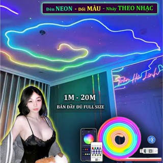 Bộ đèn led neon flex cảm biến âm thanh, chạy đuổi aRGB, trang trí decor làm việc, tiệc phòng khách nháy đuổi sử dụng app